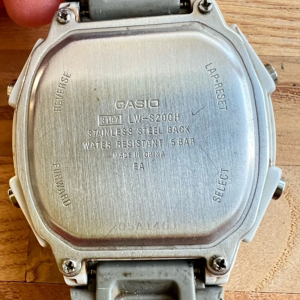 Casio tough solar ladies pink and gray digital sports watch